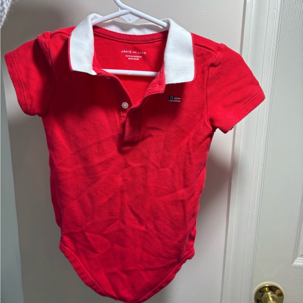 Janie and Jack Red and White Polo Shirt Classic Design